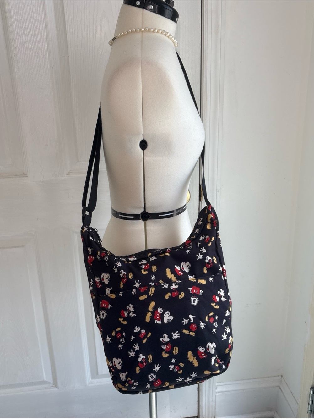Disney Black Mickey Mouse Print Crossbody Bag canvas large